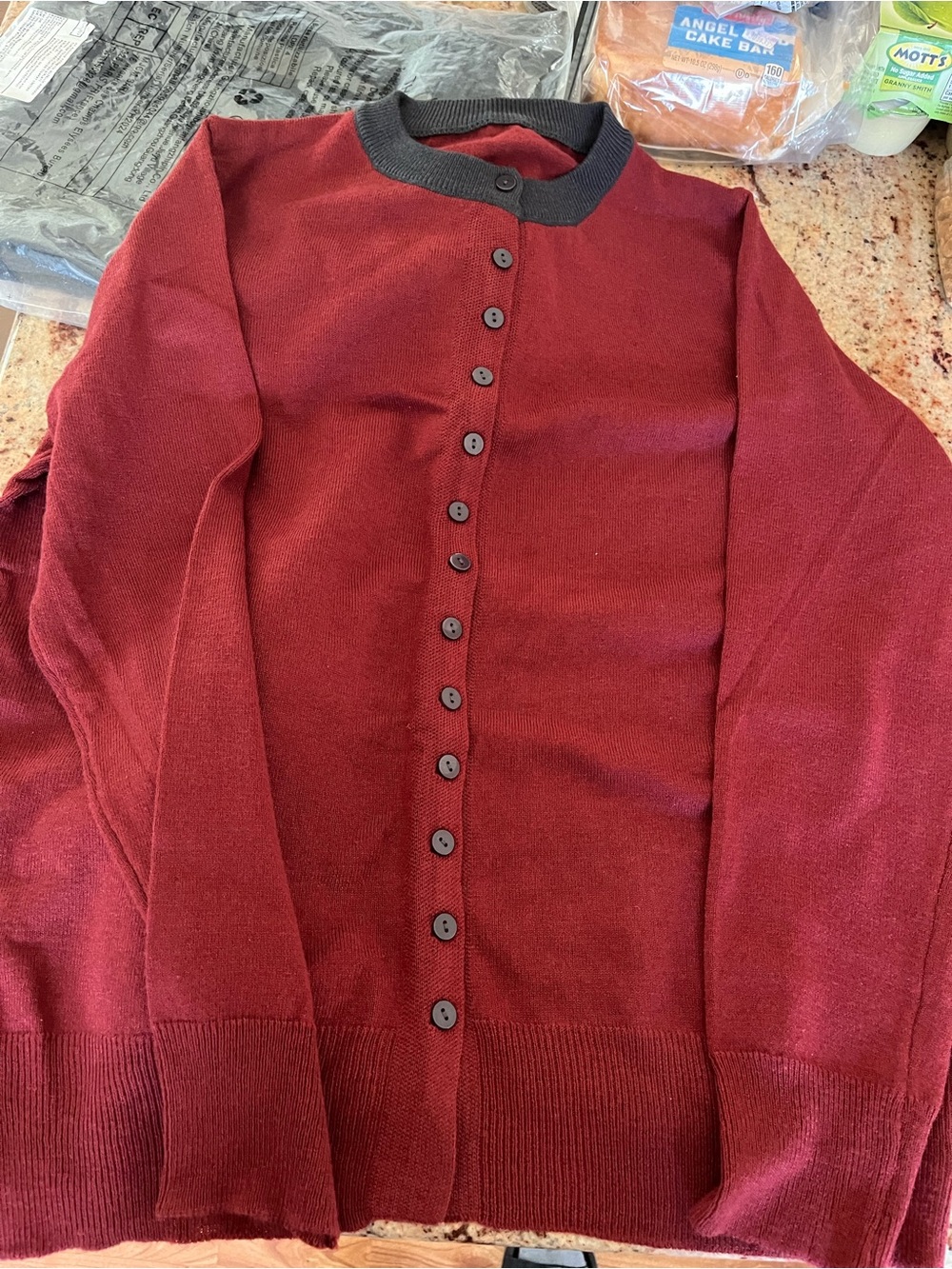 Men's Button-Front Burgundy Sweater Cardigan